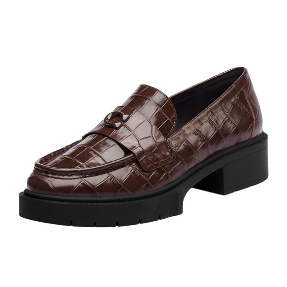 New Coach Leah Loafer in Croc Maple brown purples crocodile skin logo platform - Picture 1 of 14